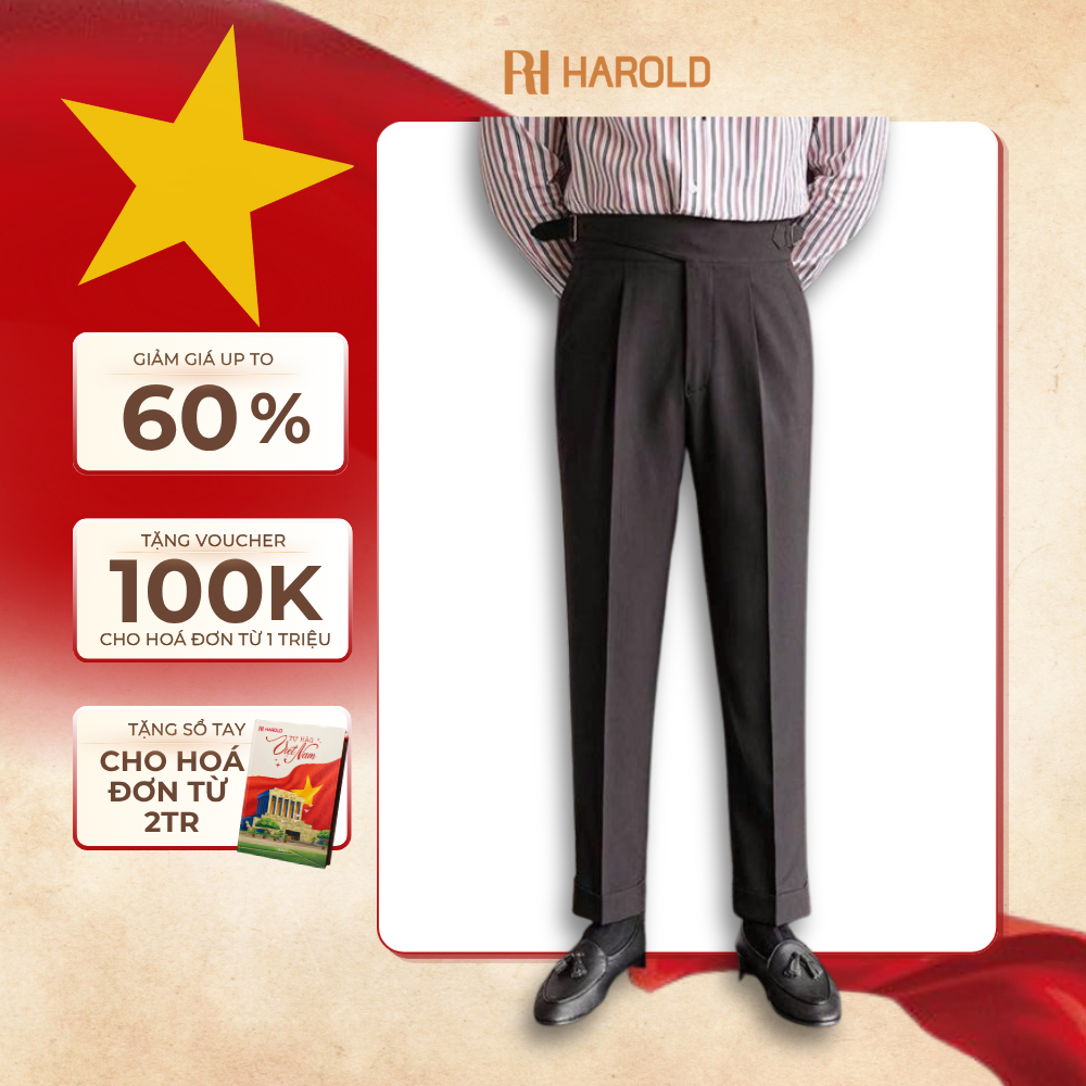 Quần Âu Nam Cạp Cao Ống Suông Cao Cấp Harold Gurkha x Sidetab Season 1 Thoáng Mát Co Giãn, Đứng Form