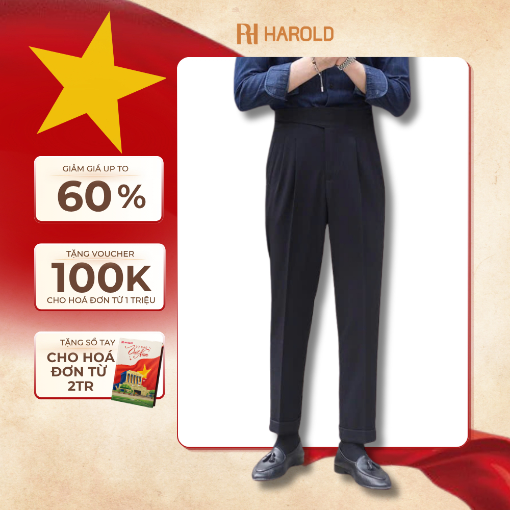 Quần Tây Nam Cạp Cao Ống Suông Harold Gurkha Season 5 Vải Nhung Tăm Cao Cấp Co Giãn Nhẹ