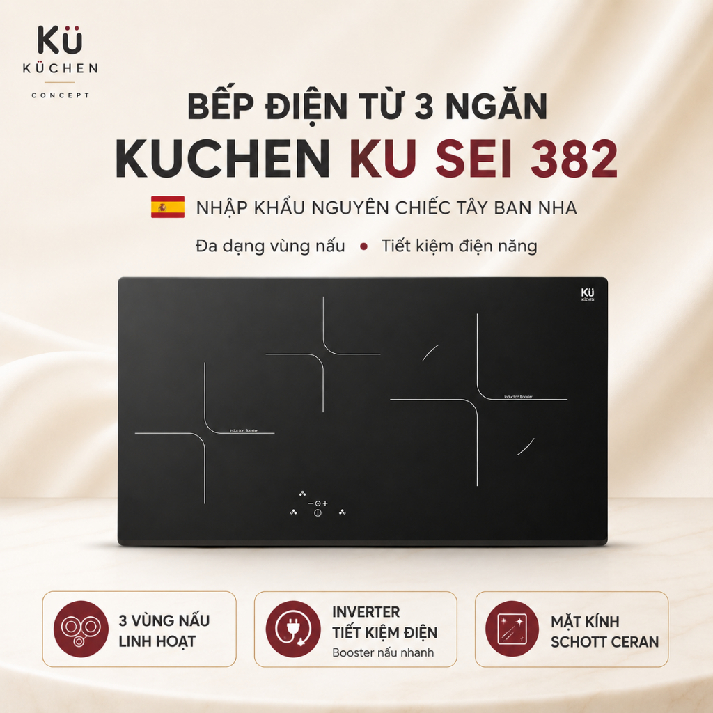Bếp Điện Từ Kuchen KU SEI 382 3 Vùng Nấu | Kuchen Concept