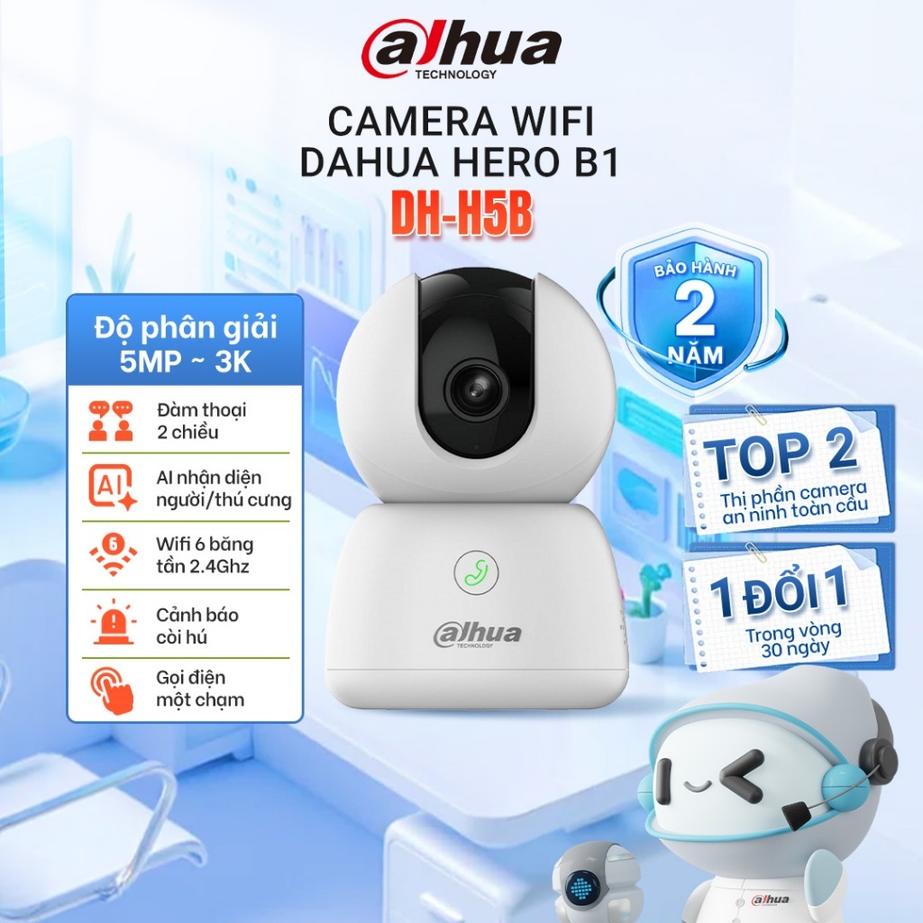 Camera WiFi Dahua Hero B1 (3MP/5MP), Quay Quét 360 Độ, Chạm để gọi điện, Đàm thoại 2 chiều, Tự động 