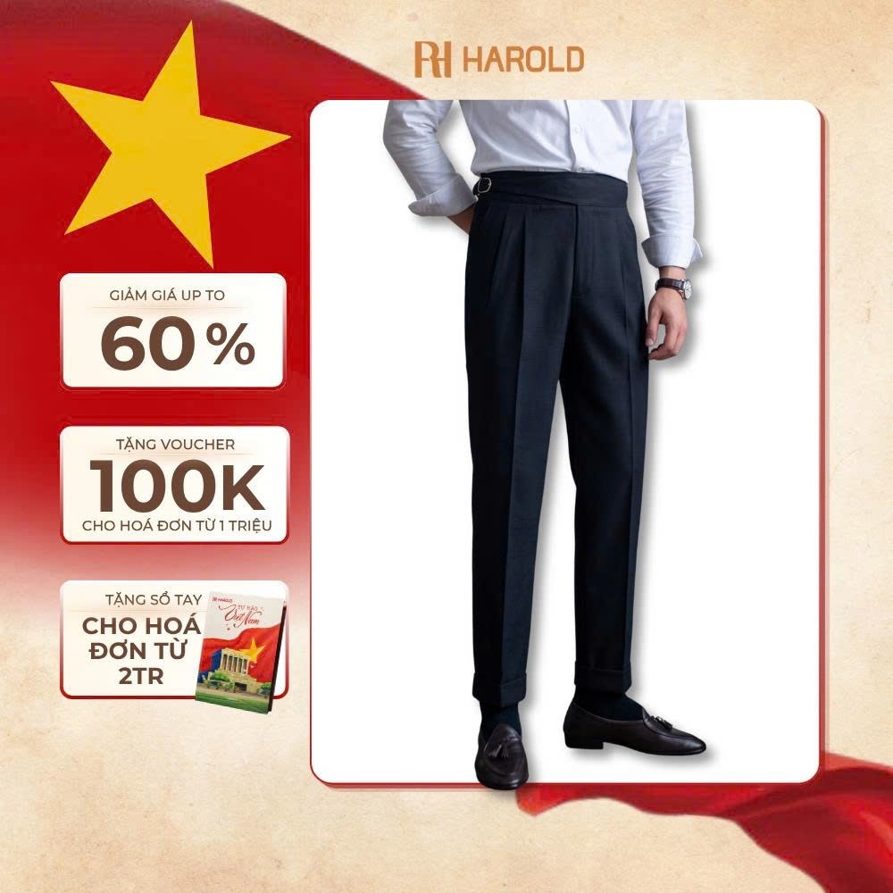 [Premium] Quần Âu Nam Cạp Cao Ống Suông Cao Cấp Harold Gurkha Season 9 Cổ Điển Mát Mẻ, Chống Nhăn, Đ