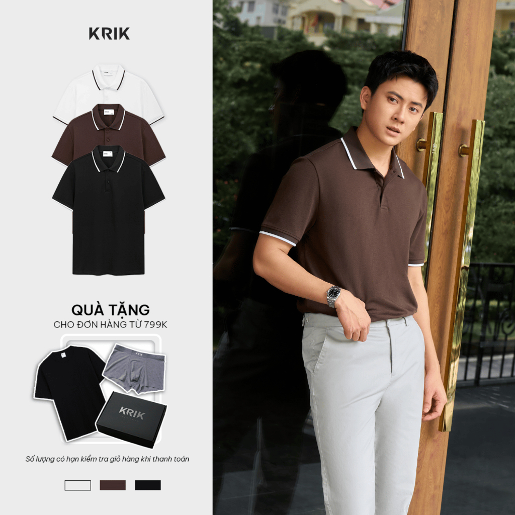 Áo Polo Nam KRIK Form Regular Chất Liệu Thấm Hút Tốt Thiết Kế Tối Giản PL2318