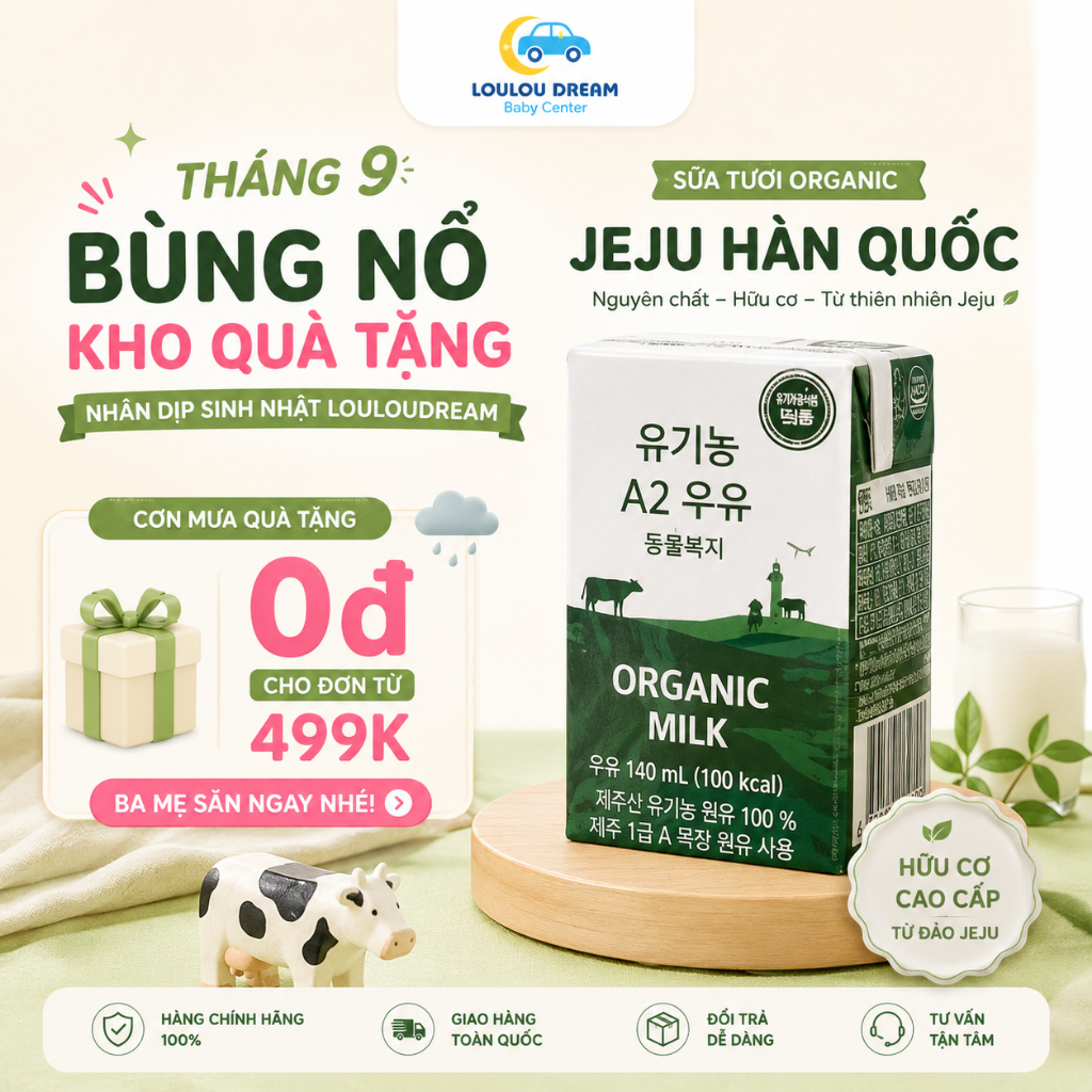 Sữa tươi Jeju Milk không ksinh bổ sung canxi giúp bé tăng cao 115ml