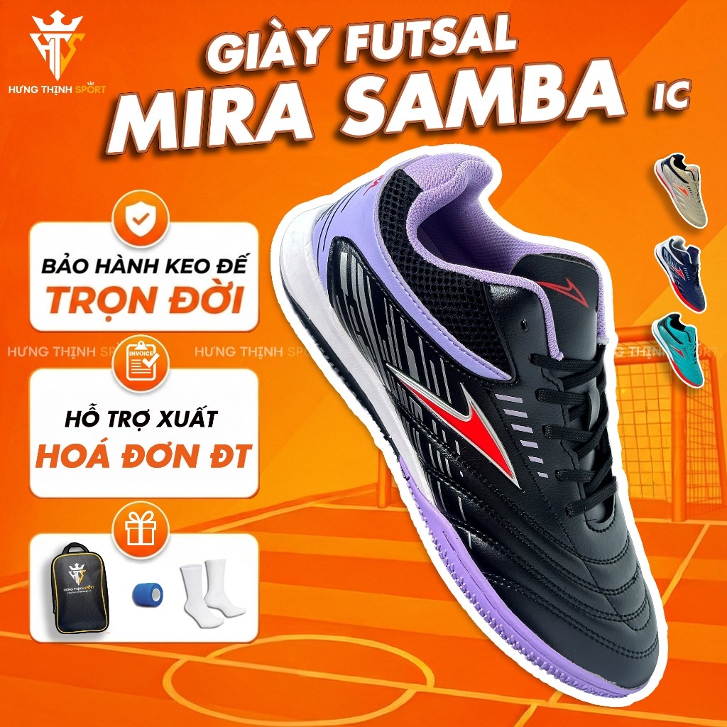 [CHÍNH HÃNG] Giày Đá Bóng / Giày Đá Banh Futsal MIRA SAMBA | IC Sân Futsal Trong Nhà | Bảo Hành Keo 