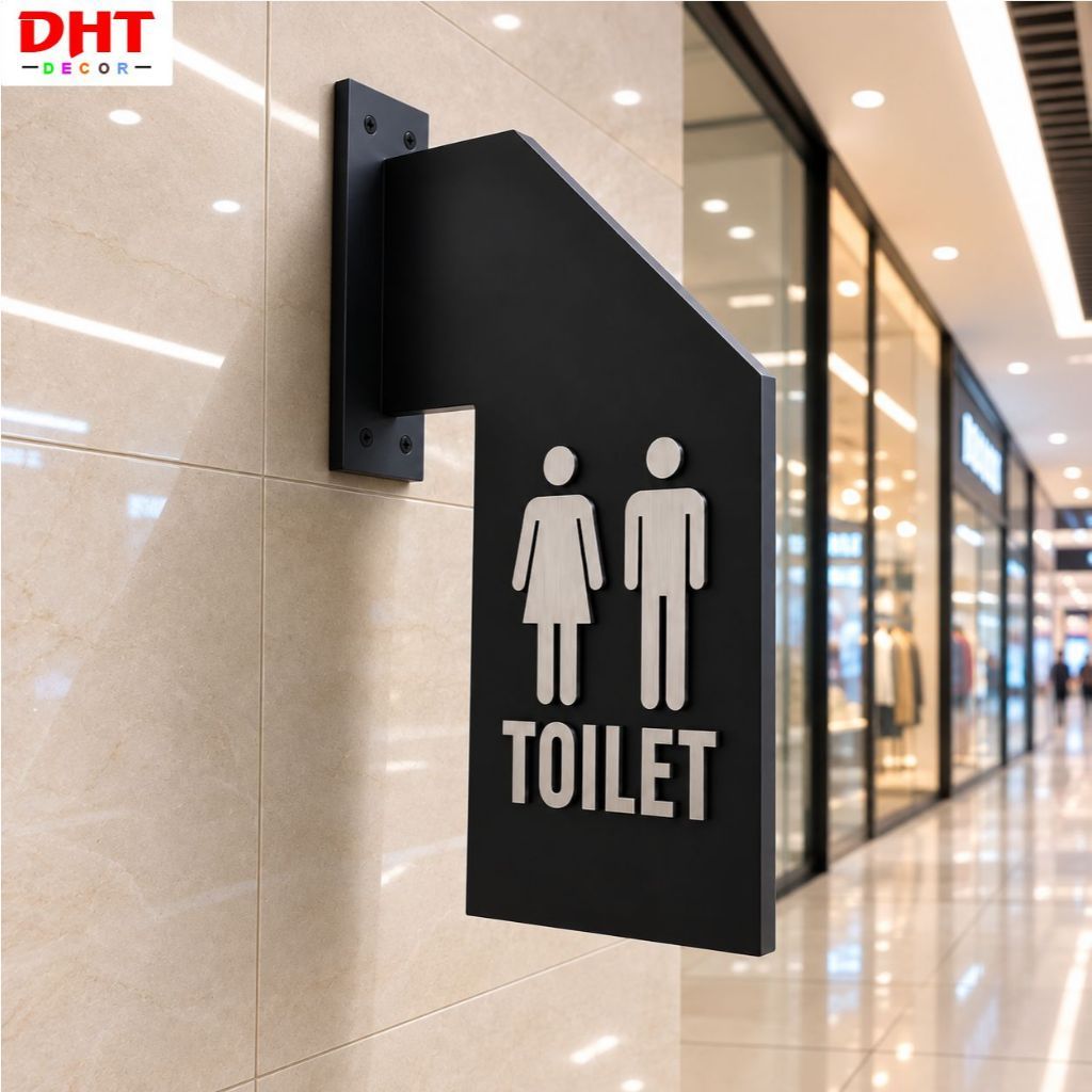 Bảng toilet decor 2 mặt, 1 mặt trang trí nhà vệ sinh, biển toilet nam nữ sang trọng