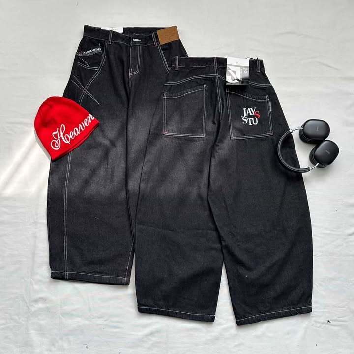 Quần jean IZZY DÀI denim đen than - ống rộng - Unisex
