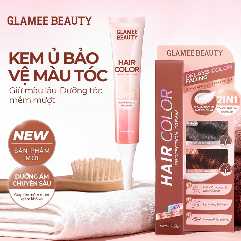 Glamee Beauty Kem Ủ Bảo Vệ Màu Tóc 2in1 – Khóa Màu Tóc Nhuộm, Phục Hồi Khô Xơ & Giúp Tóc Bóng Mượt (