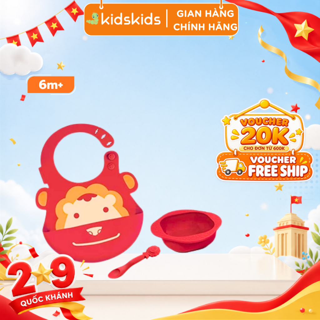 Bộ Đồ Dùng Ăn Dặm Silicon Baby Marcus & Marcus, Cho Bé Từ 6 Tháng - Marcus