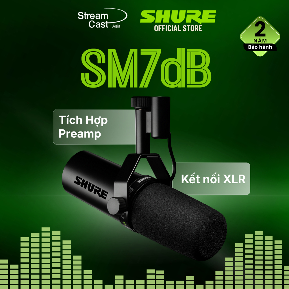 Micro Dynamic Shure SM7DB/SM7B Cho Vocal/Livestream/Podcast Tích Hợp Preamp - BH 24 Tháng HACOM PC