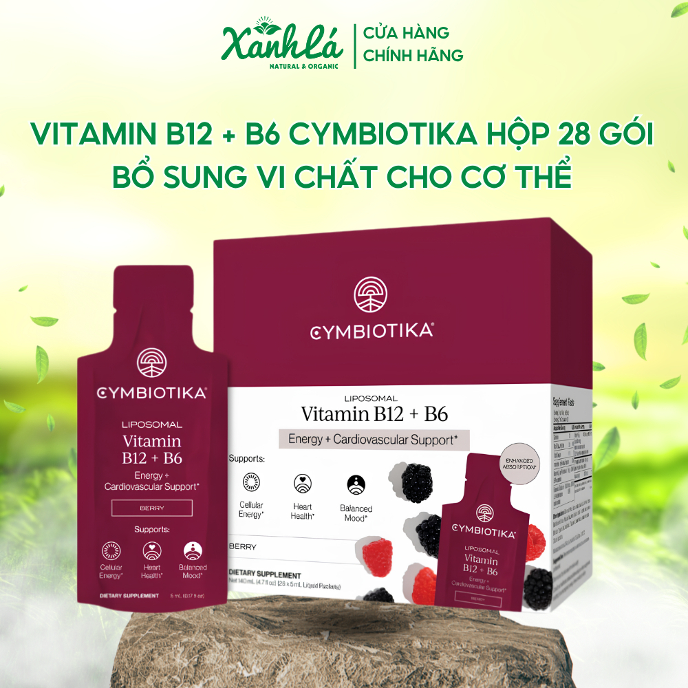 Vitamin B12 + B6 Cymbiotika Hộp 28 Gói - Bổ Sung Vitamin B12 B6 | Dạng Tiện Lợi Mỗi Ngày