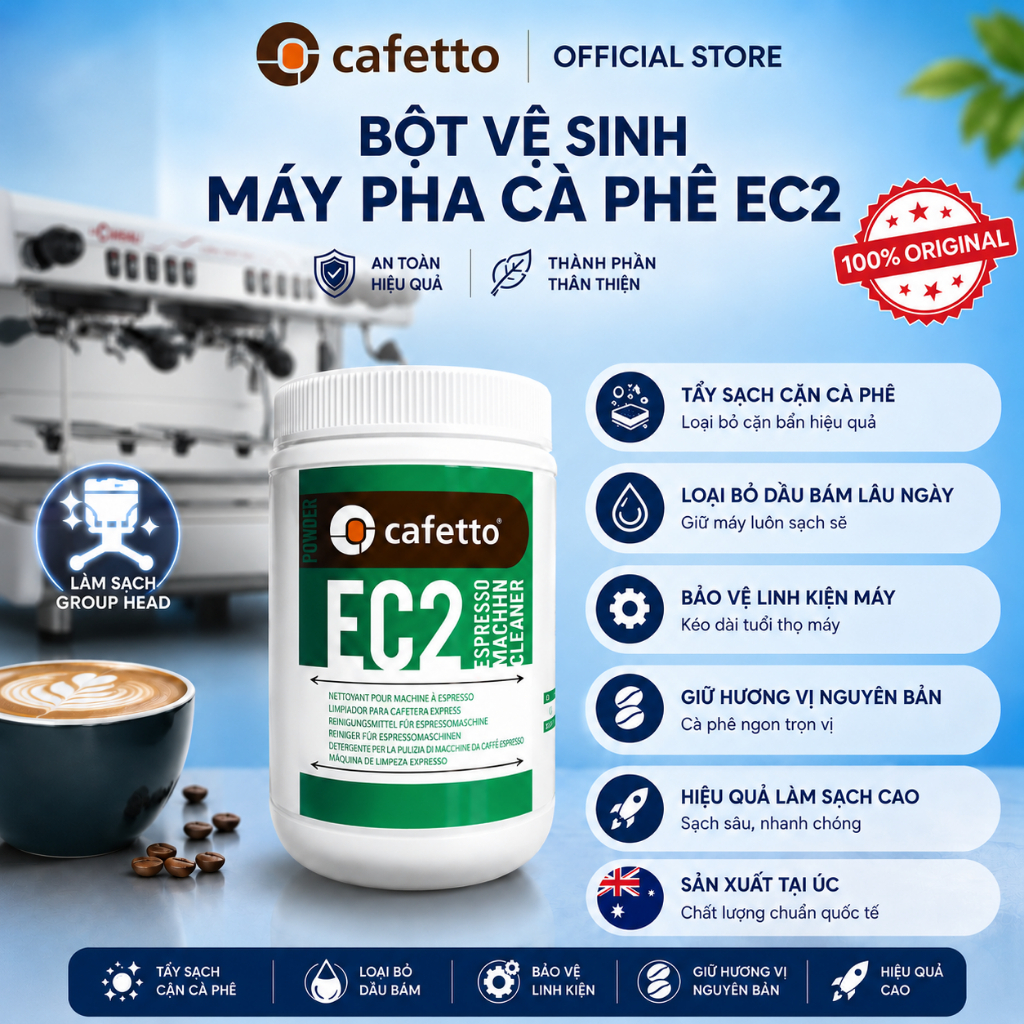 Bột vệ sinh máy pha cà phê Cafetto EC2 (1.1kg)