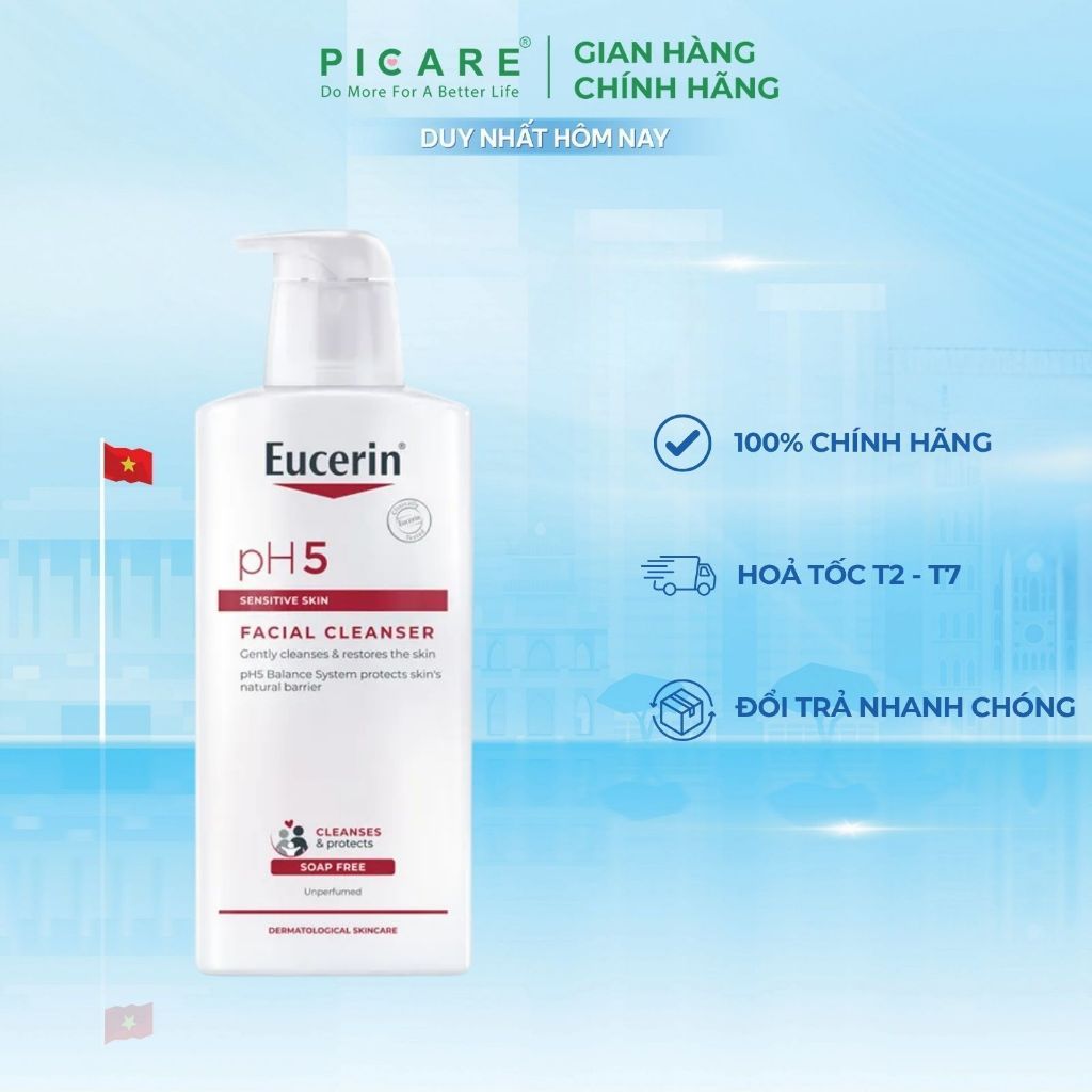Sữa rửa mặt pH5 cho da nhạy cảm Eucerin Facial Cleanser Sensitive Skin