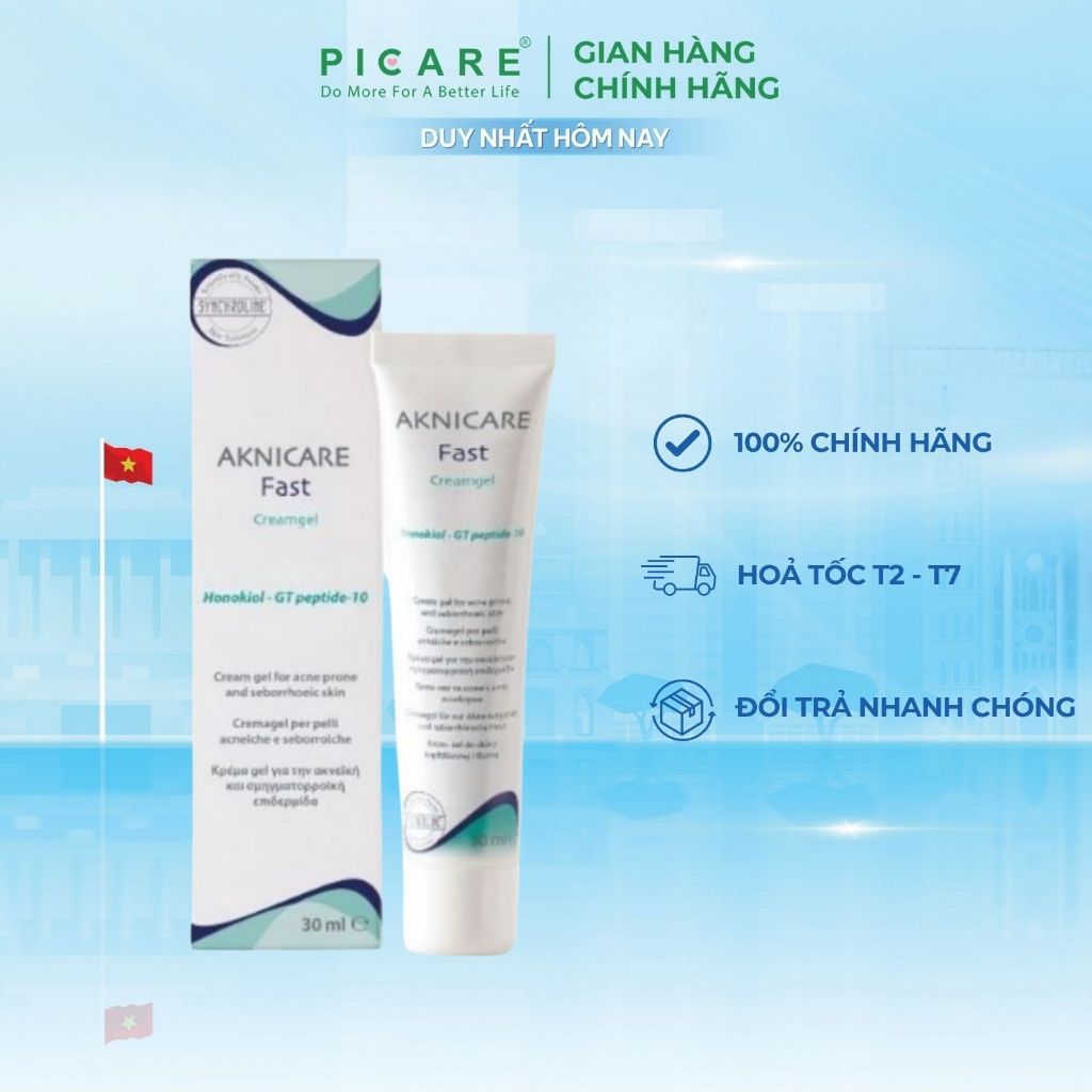 Kem giảm tổn thương viêm mụn kiểm soát bã nhờn Aknicare Fast Cream gel 30ml