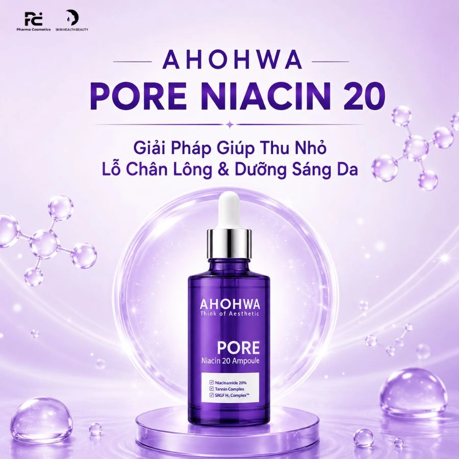 Serum Ahohwa làm sáng, cải thiện sắc tố, thu nhỏ lỗ chân lông Ahohwa Pore Niacinamide 20% 30ml