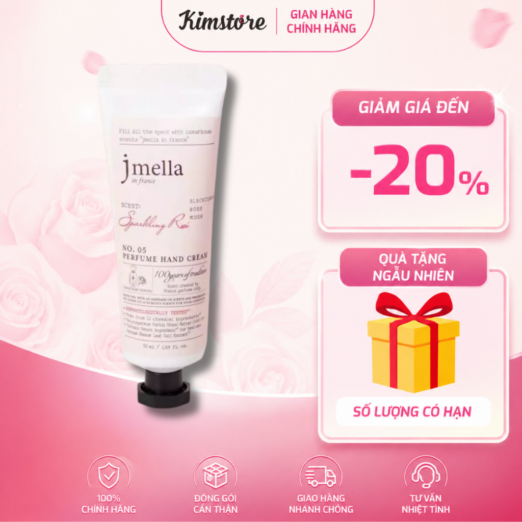 Kem dưỡng da tay JMELLA dưỡng ẩm da day hương nước hoa Pháp 50mml