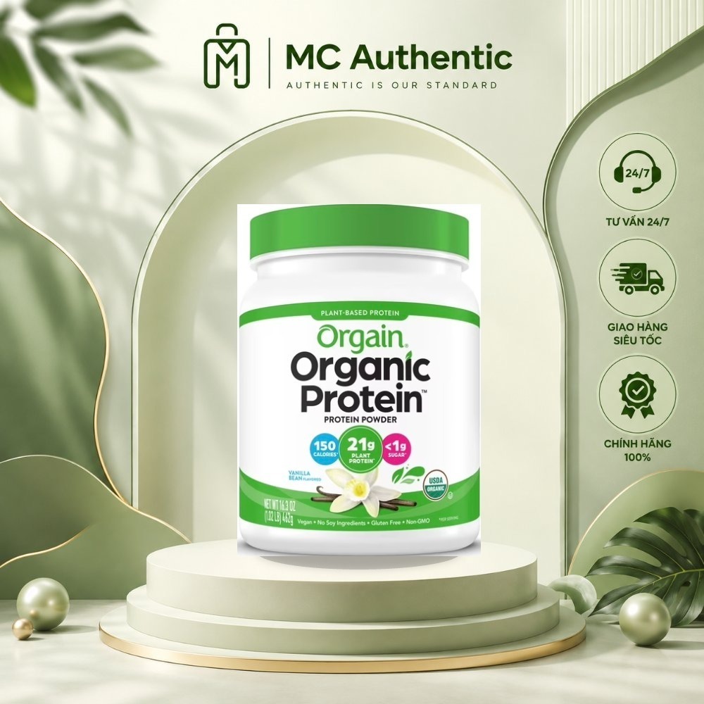 Bột Orgain Organic Protein vị VANI 920 gr (<1 gr đường) - Chính hãng nhập Mỹ