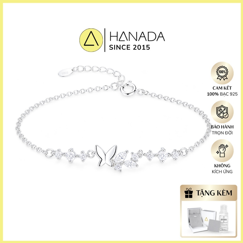 Lắc tay bạc 925 Hanada hồ điệp phối đá