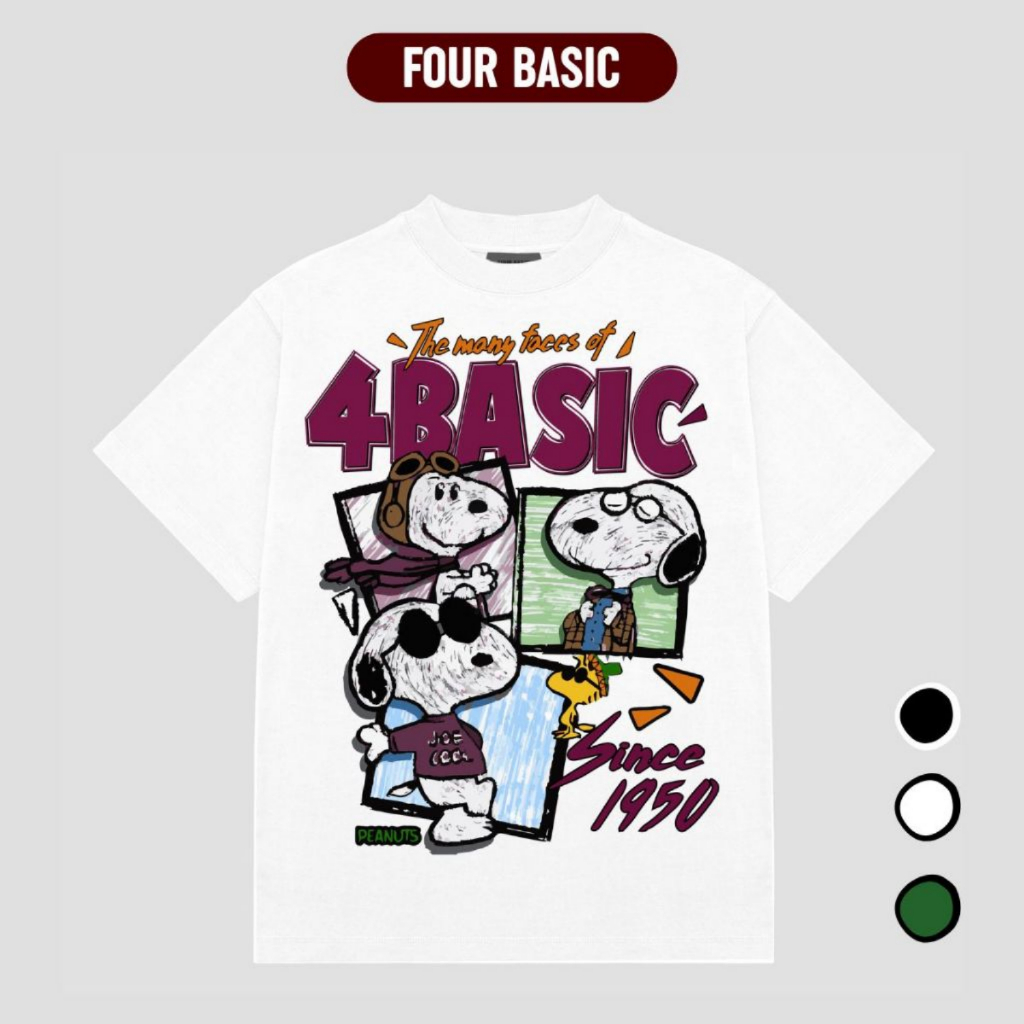 Áo Thun FOUR BASIC Snoop 4Basic Fullbox Phông Streetwear Cổ Tròn Nam Nữ Cotton Oversize T177
