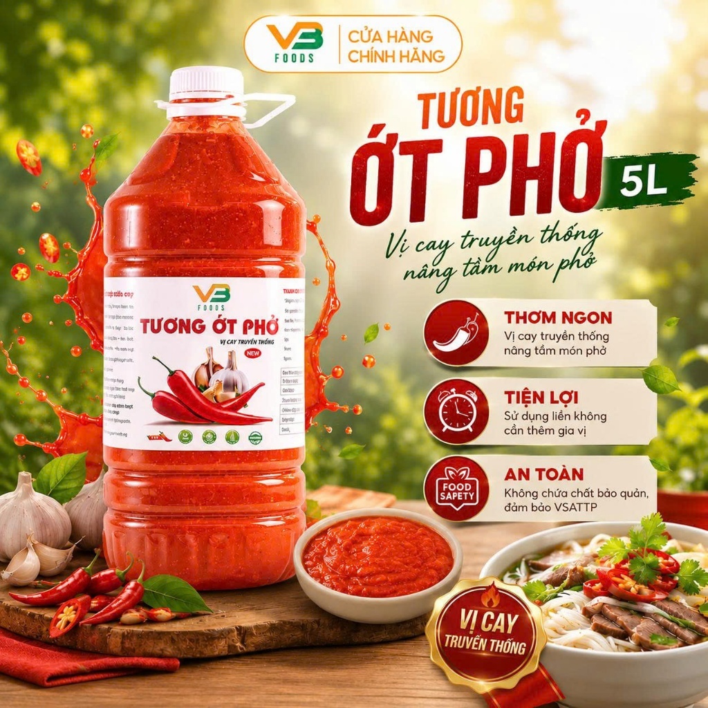 Tương ớt phở VB Foods cay nồng thơm can 5L vị truyền thống - Đặc sản Lào Cai (2)
