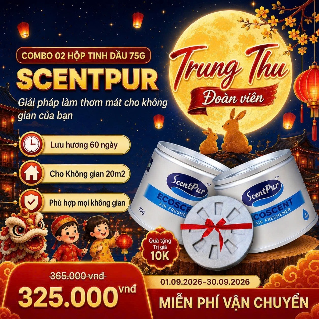 COMBO 2 Hộp ScentPur 75g thơm lâu, thanh lọc không khí - Hương thơm như Khách sạn, Cinema CGV