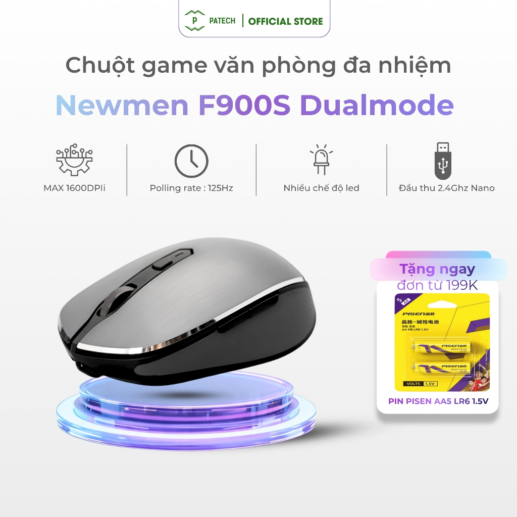 Chuột không dây Newmen F900S Dualmode Thiết kế nhỏ gọn