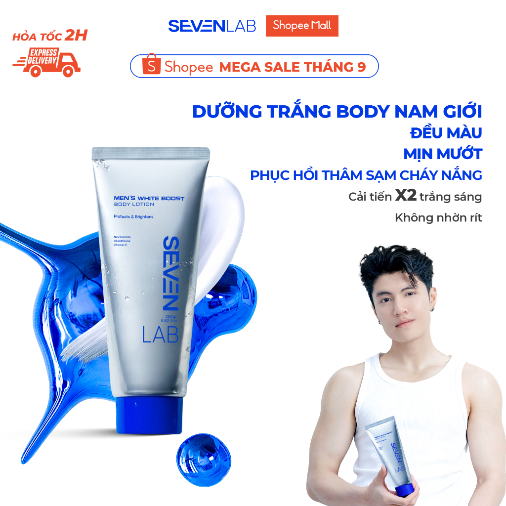 [QUÀ TẶNG] Sữa dưỡng thể giúp trắng da nam SEVENLAB không bết dính, cải thiện đều màu da 250gram toà