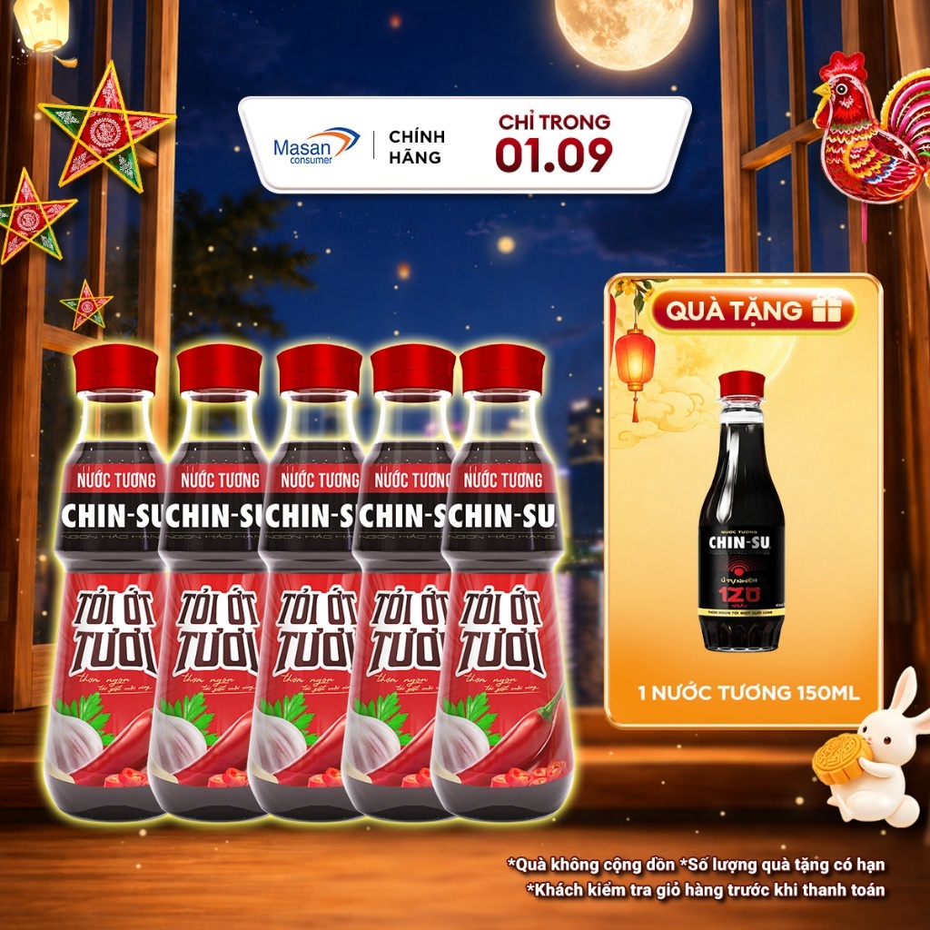 Combo 5 Nước Tương CHIN-SU Nấm Shiitake Chai 330ml
