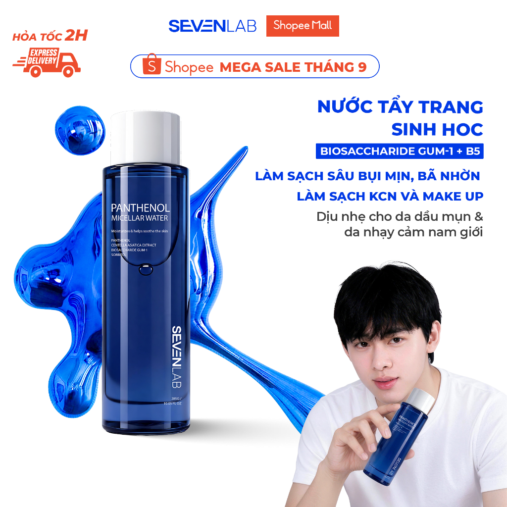 [QUÀ TẶNG] Nước tẩy trang sinh học SEVENLAB 285g làm sạch sâu bụi mịn,dịu nhẹ cho da dầu mụn nam giớ