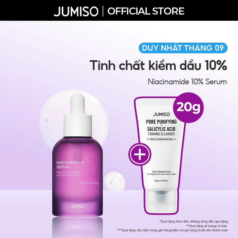 [Niacinamide 10%] Tinh chất hỗ trợ kiềm dầu, thu nhỏ lỗ chân lông, dưỡng sáng JUMISO Niacinamide 10%