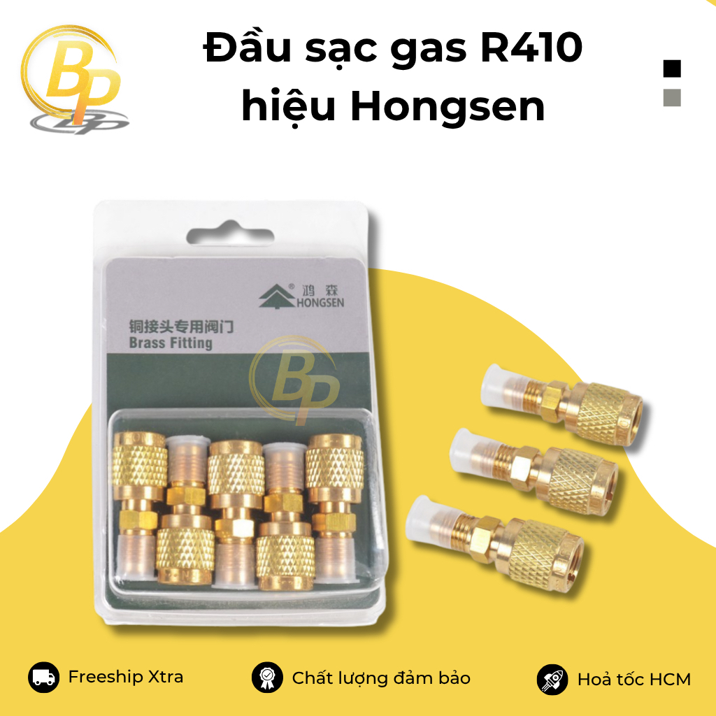 Đầu sạc gas 410 Hongsen (Đầu đực 1/4, đầu cái 5/16) - Đầu chuyển đổi gas R22 sang R410