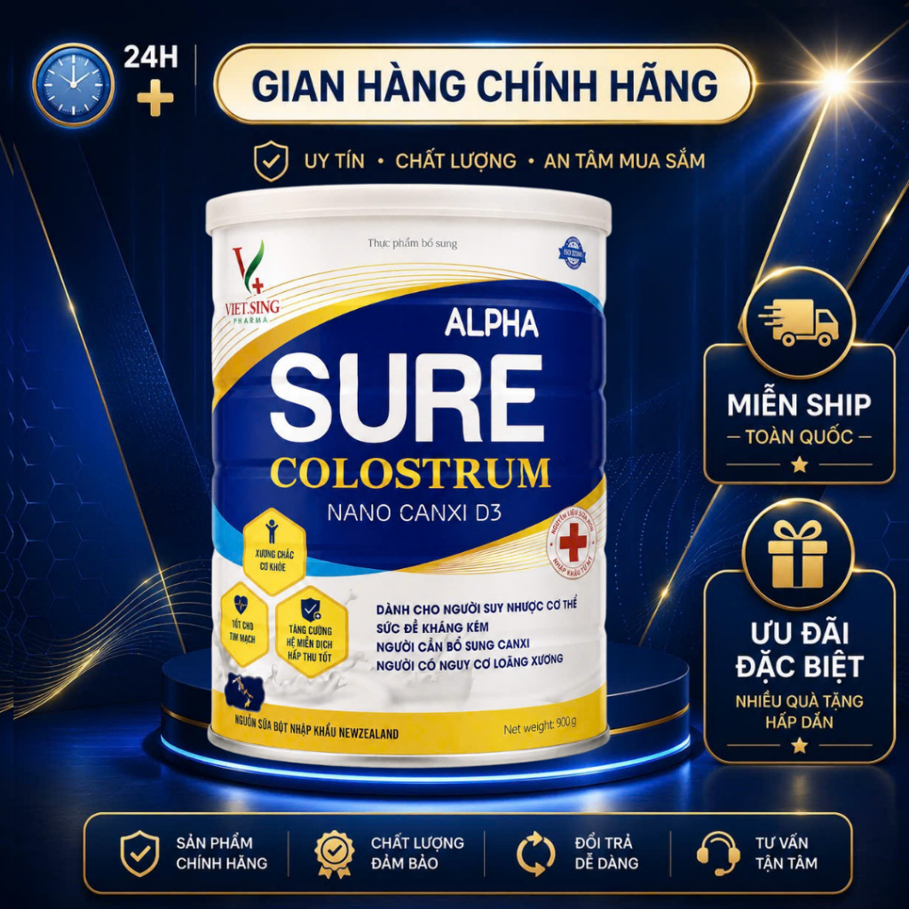 sữa Alpha Sure Colostrum Nano Canxi D3 – Bổ sung canxi, chăm sóc xương và nâng cao thể trạng