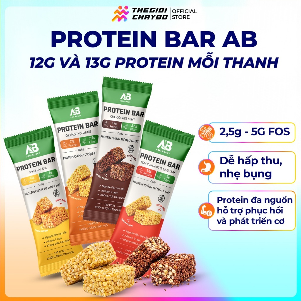 Thanh Protein AB - 12g 13g Protein Giàu Đạm Ít Đường Cho Người Chơi Thể Thao, Ăn Eat Clean