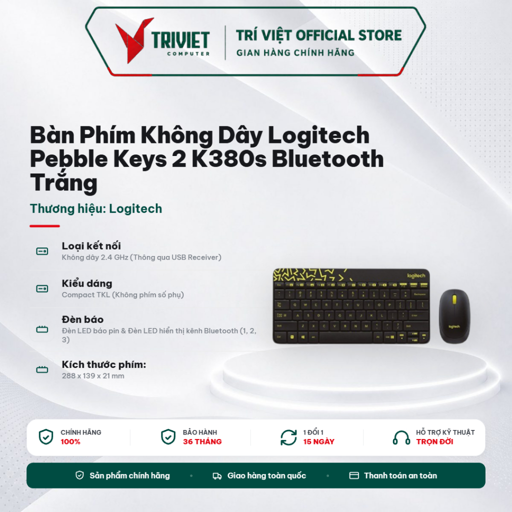 Bộ Bàn Phím Chuột Không Dây Logitech MK240 Nano Wireless USB Màu Đen – Combo Keyboard Mouse Cho Máy 