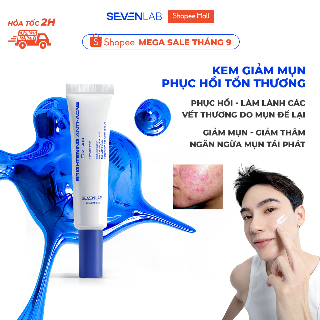 Kem phục hồi mụn SEVENLAB Brightening Anti-Acne Cream hỗ trợ làm lành và ngăn mụn tái phát 20gr