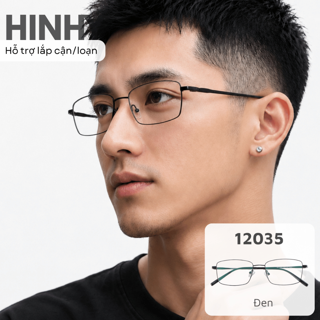 [TITANIUM] Gọng kính vuông titan dẻo [nhận lắp cận/loạn] Tiệm Kính Hinhy cao cấp | 12035