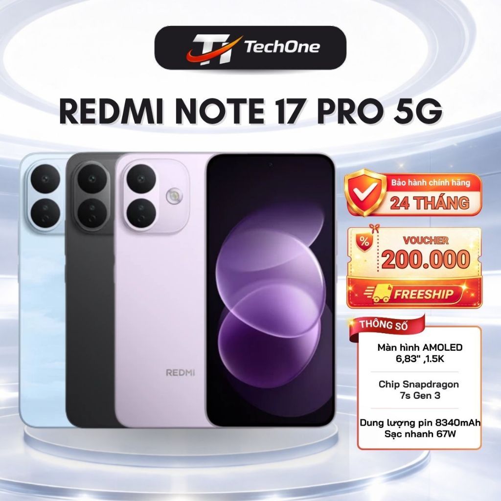 Điện thoại Xiaomi REDMI Note 17 Pro 5G Chip Snapdragon® 6s Gen 4 - Bảo hành 24 Tháng