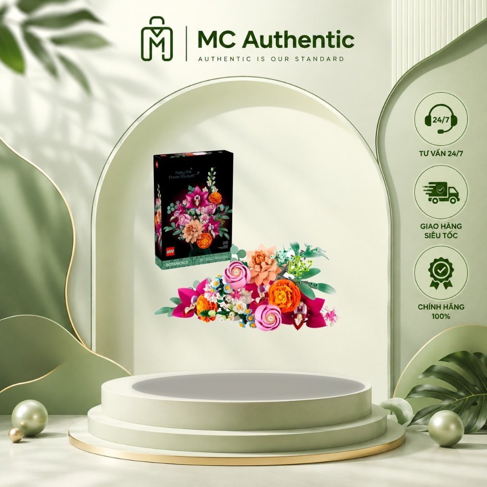 Bộ lắp ráp LEGO Botanicals 10342 Pretty Pink Flower Bouquet - Bộ Lắp Ráp Hoa Hồng Xinh 749 Chi Tiết