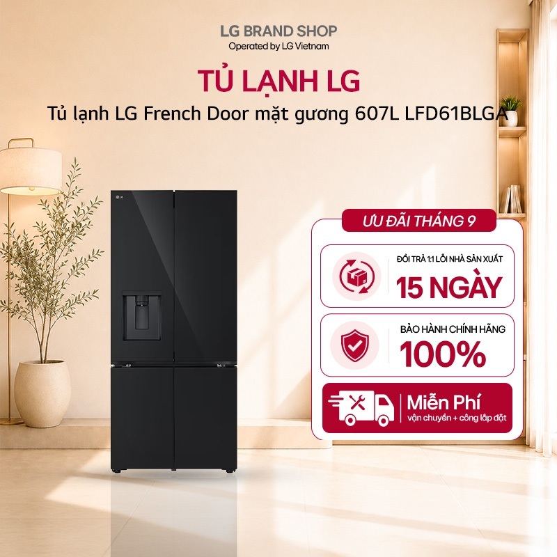 [Chỉ giao miền Nam/Bắc] LFD61BLGA - Tủ lạnh LG French Door mặt gương 607L LFD61BLGA