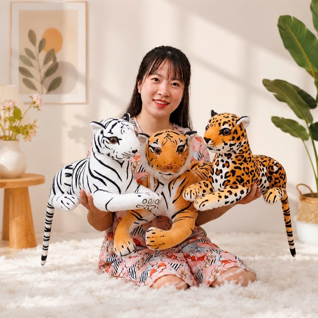 Gấu Bông Hổ Bông Cao Cấp Siêu Mềm – Hổ Vằn, Hổ Trắng, Báo Đốm – Gấu Ôm Trang Trí Quà Tặng