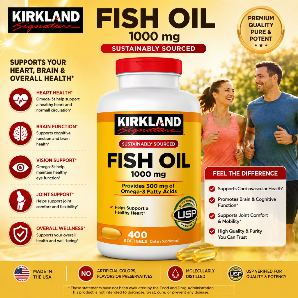 Fish Oil 1000mg Kirkland Signature 400 Viên