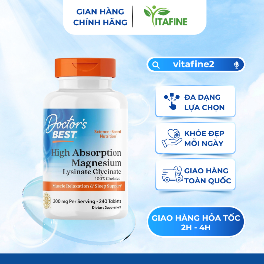Doctor’s Best High Absorption Magnesium – Bổ Sung Magie, Hỗ Trợ Cơ Bắp Và Hệ Thần Kinh