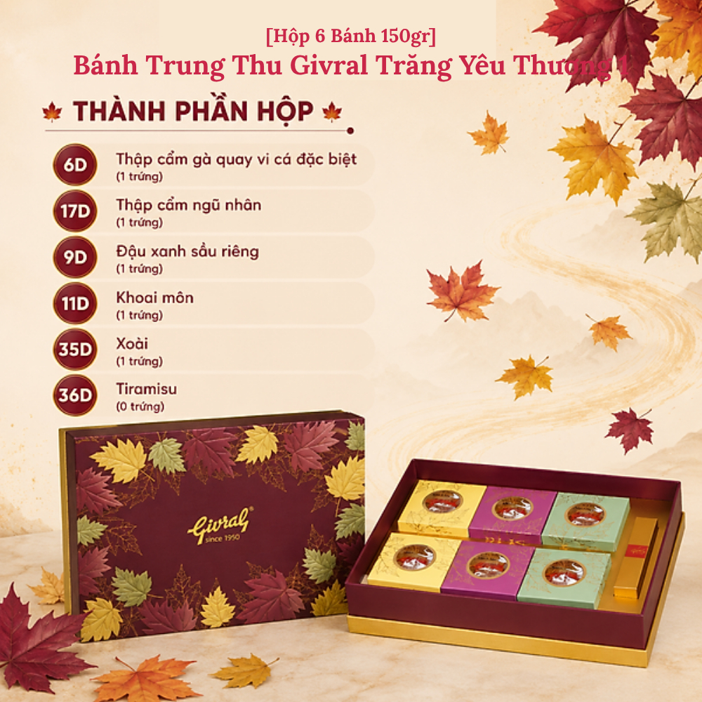 [Hộp 6 Bánh 150gr] Bánh Trung Thu Givral Trăng Yêu Thương 1