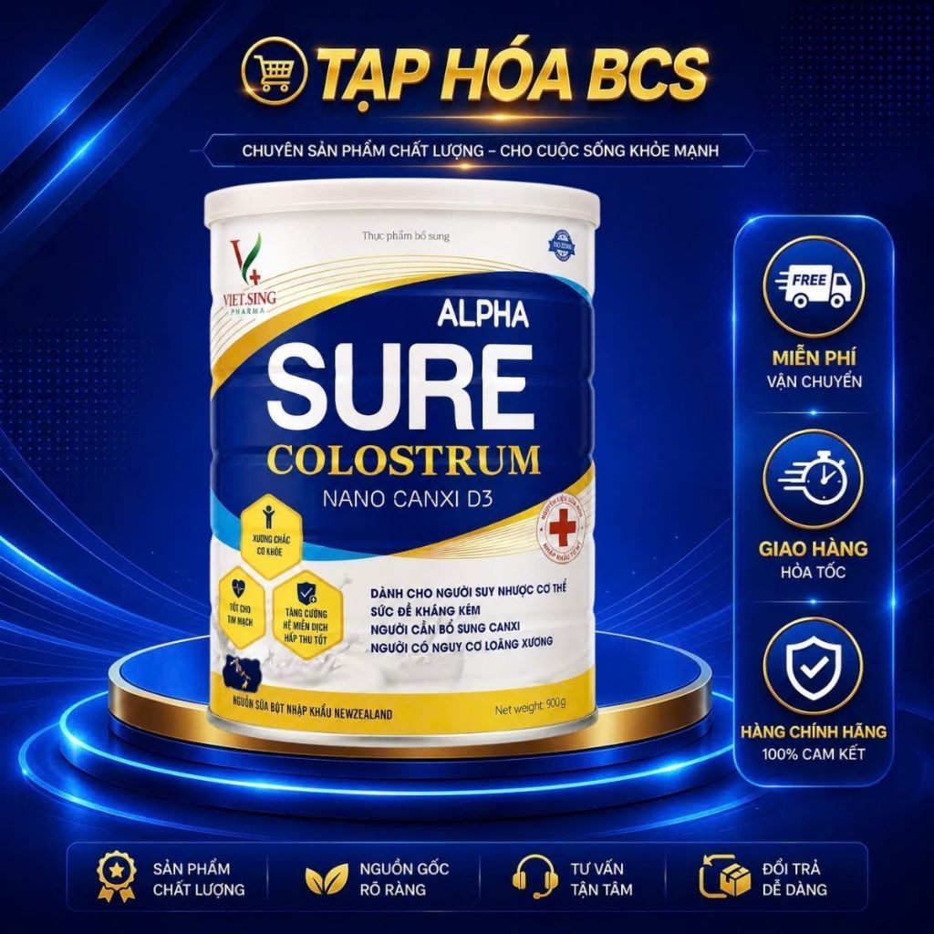 sua Alpha Sure Colostrum Nano Canxi D3 – Hỗ trợ bổ sung canxi, chăm sóc xương và tăng cường thể trạn