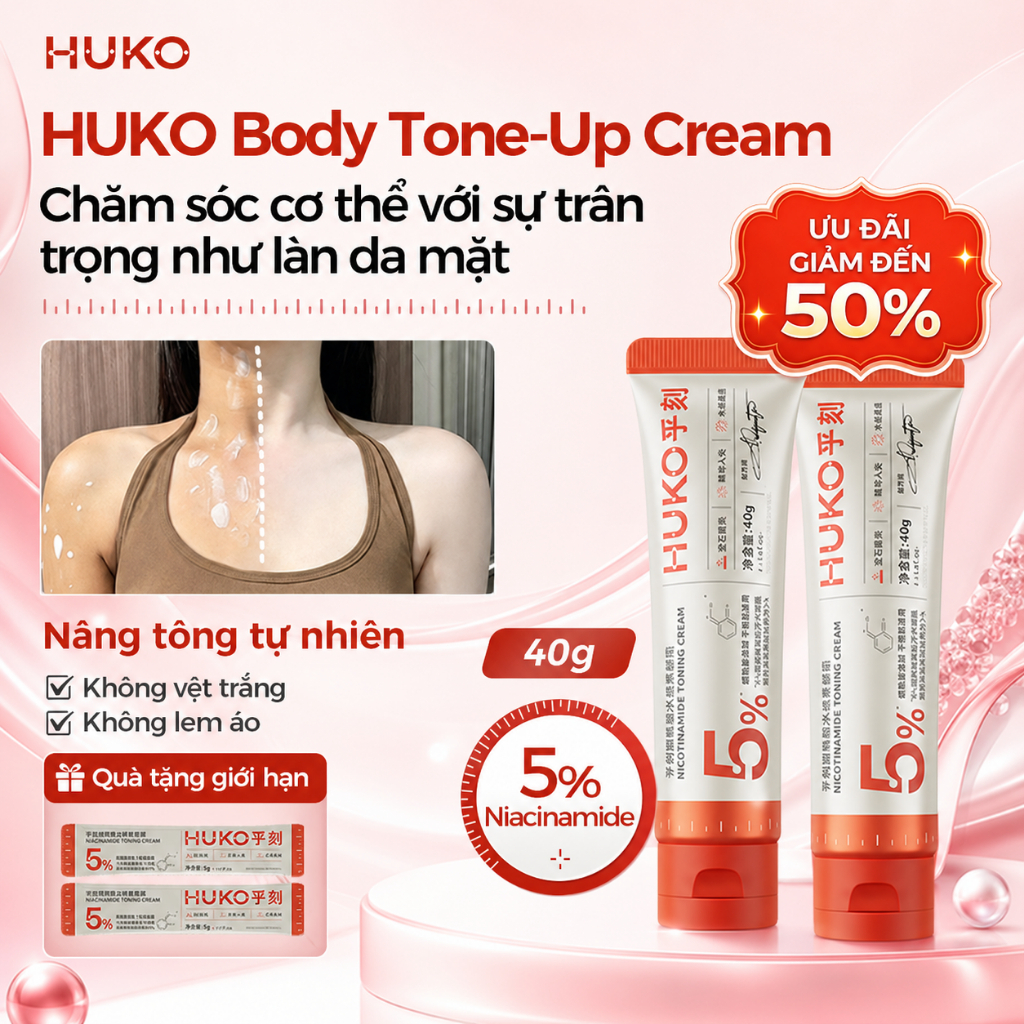 Kem Dưỡng Trắng Da Toàn Thân HUKO 5% Niacinamide Làm Sáng Da Tự Nhiên 40ml
