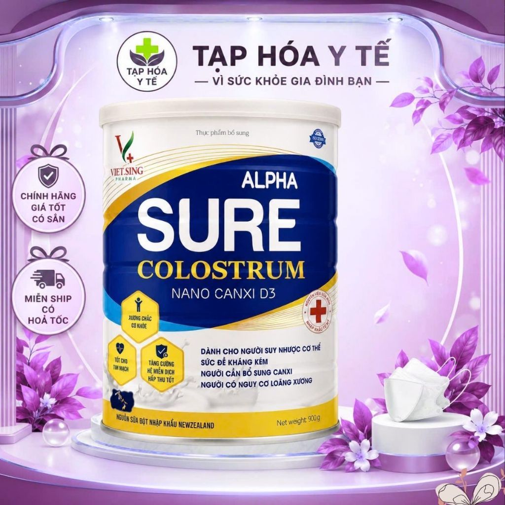 sữa Alpha Sure Colostrum Nano Canxi D3 – Bổ sung canxi, hỗ trợ hệ xương và tăng cường thể trạng