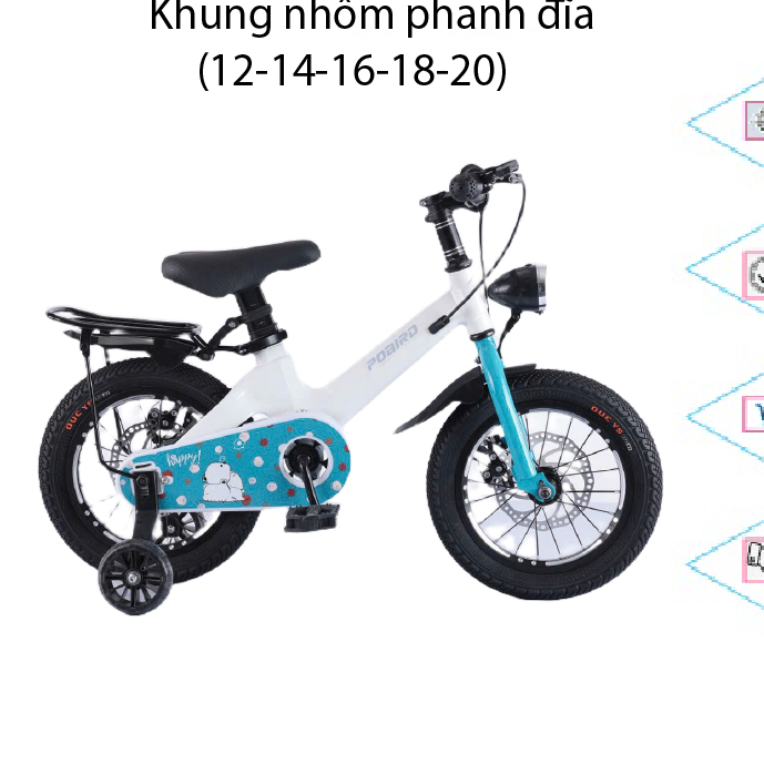 Xe đạp địa hình KHUNG NHÔM cho bé, size 12-20 - Babyboo.4kids