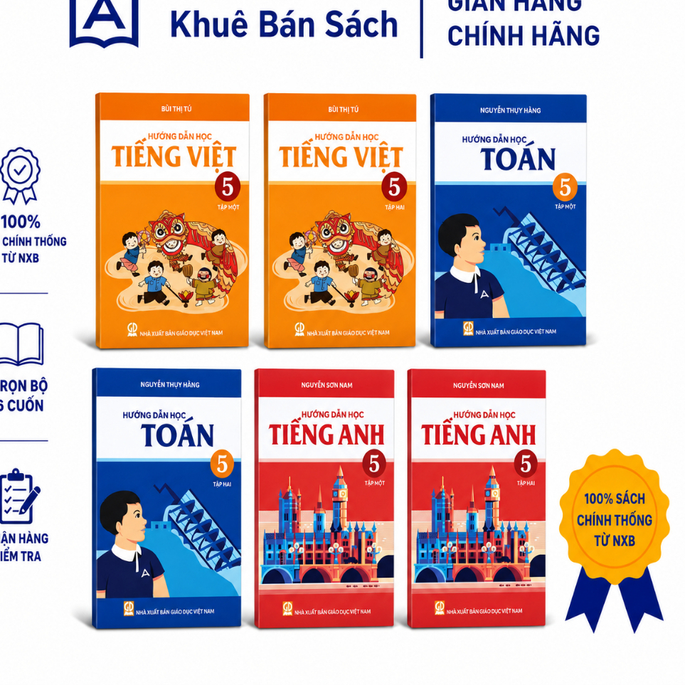 Sách- LỚP 5 Hướng Dẫn Học Toán, Tiếng Việt, Tiếng Anh LỚP 5- Archimedes School ( Bản Mới Nhất)