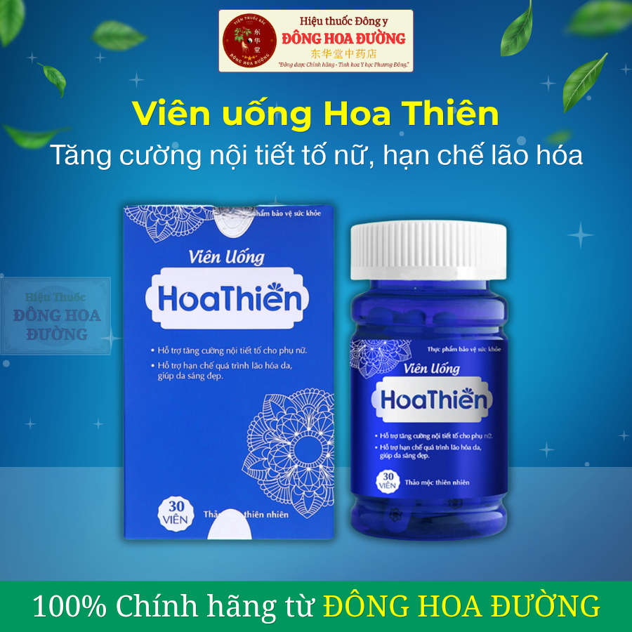 Viên uống Hoa Thiên (Hộp 30 viên) Đẹp da sáng mịn, bổ sung Collagen, giảm khô sạm, ngừa lão hóa, hỗ trợ tóc móng khỏe