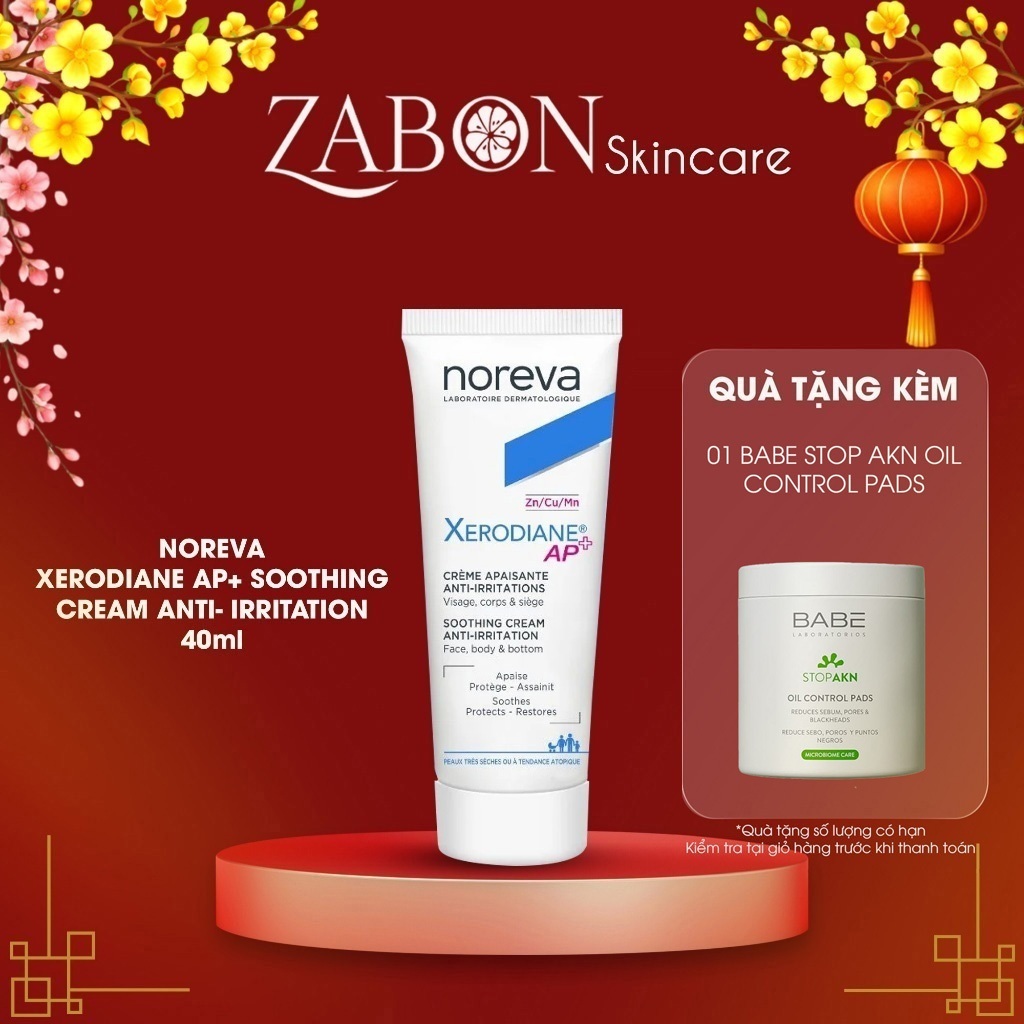 Kem dưỡng Noreva XERODIANE AP+ SOOTHING CREAM ANTI- IRRITATION dưỡng da làm dịu và cấp ẩm 40ml