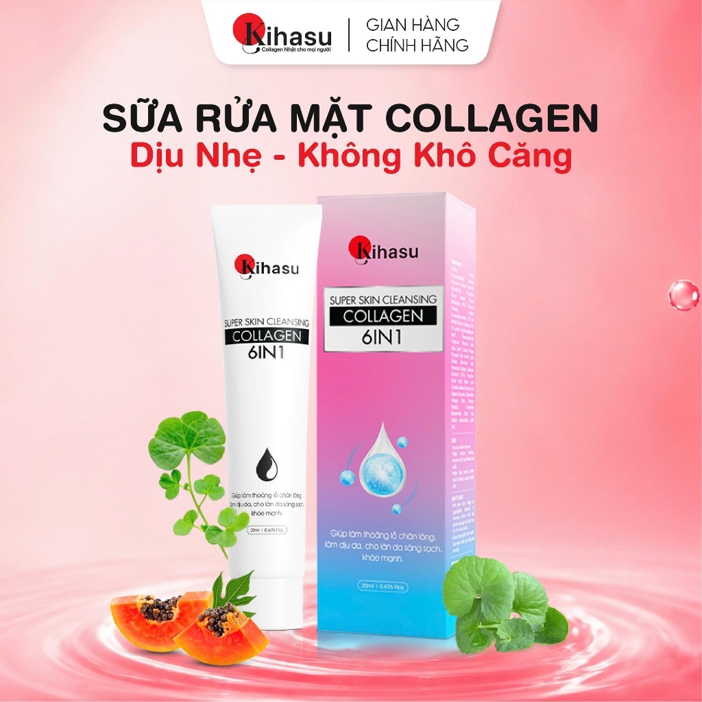 Sữa Rửa Mặt Collagen Cho Da Khô Nhạy Cảm Kihasu Gel Dưỡng Ẩm, Không Khô Da, Sạch Mịn, Dịu Nhẹ